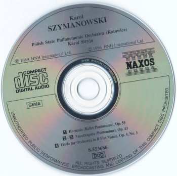 CD Karol Szymanowski: Harnasie (Ballet Pantomime) • Mandragora (Pantomime) • Etude For Orchestra 565350