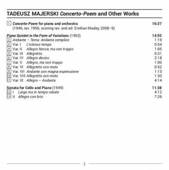 CD Tadeusz Majerski: Concerto-Poem And Other Works 423642