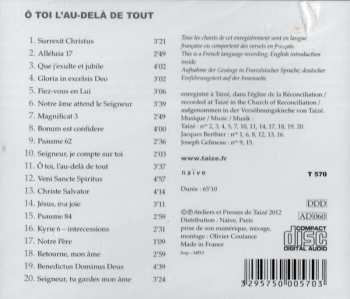 CD Taizé: Ô Toi L'au-delà De Tout 640744