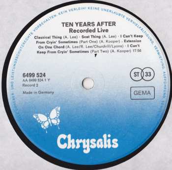 2LP Ten Years After: Recorded Live 653795