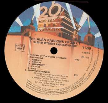 LP The Alan Parsons Project: Tales Of Mystery And Imagination - Edgar Allan Poe 652753