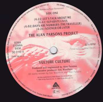 LP The Alan Parsons Project: Vulture Culture LTD 649792