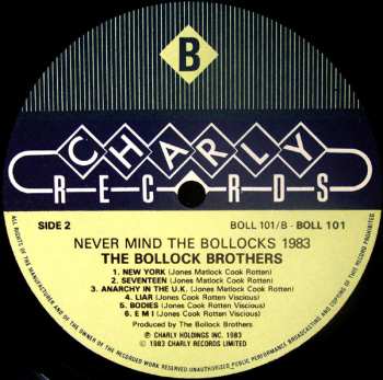 LP The Bollock Brothers: Never Mind The Bollocks 1983 CLR 601065