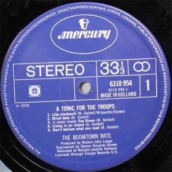 LP The Boomtown Rats: A Tonic For The Troops 653205