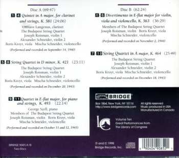 2CD Budapest String Quartet: The Library Of Congress Mozart Recordings (1940-1945) 456367