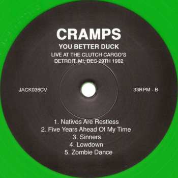 LP The Cramps: You Better Duck - Live At Clutch Cargos, Detroit, MI, Dec 29th 1982 CLR | LTD 582794