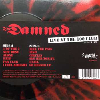 LP The Damned: Live At The 100 Club July 6th 1976 CLR | LTD | NUM 598762