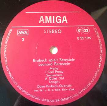 LP The Dave Brubeck Quartet: Bernstein Spielt Brubeck Brubeck Spielt Bernstein 616066