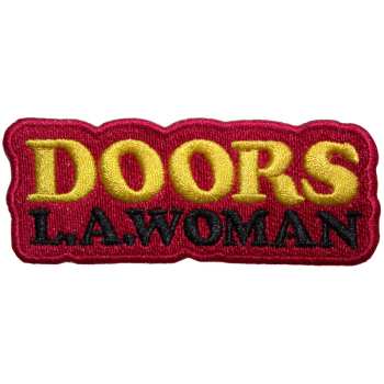 Merch The Doors: Woven Patch La Woman Text Logo The Doors On Red