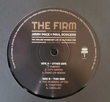 2LP The Firm: The Oakland Broadcast Live In California 1985. Volume One 587502