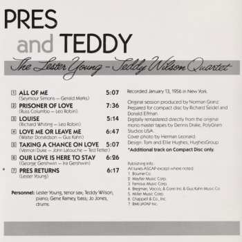 CD The Lester Young-Teddy Wilson Quartet: Pres And Teddy 563647