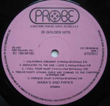 2LP The Mamas & The Papas: 20 Golden Hits 644779