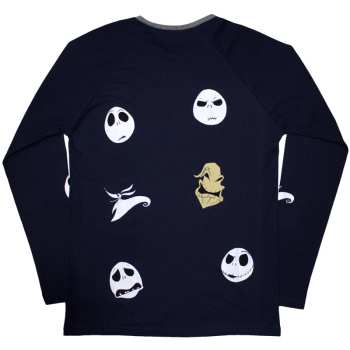 Merch The Nightmare Before Christmas: The Nightmare Before Christmas Unisex Long Sleeve T-shirt: Character Heads (back Print & Embellished) (small) S