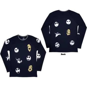 Merch The Nightmare Before Christmas: The Nightmare Before Christmas Unisex Long Sleeve T-shirt: Character Heads (back Print & Embellished) (small) S