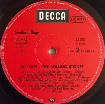 LP The Rolling Stones: Big Hits (High Tide And Green Grass) 603343