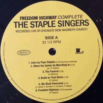 2LP The Staple Singers: Freedom Highway Complete (Recorded Live At Chicago's New Nazareth Church) 615227