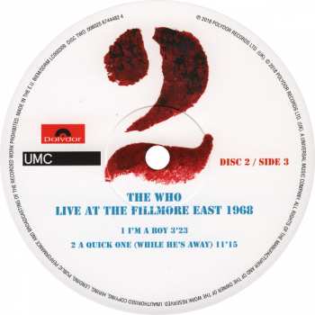 3LP The Who: Live At The Fillmore East 1968 288487