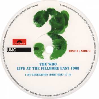 3LP The Who: Live At The Fillmore East 1968 288487