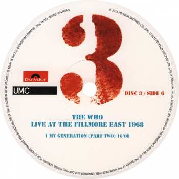 3LP The Who: Live At The Fillmore East 1968 288487