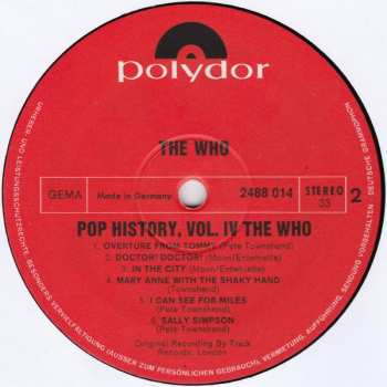 2LP The Who: Pop History Vol 4 636158