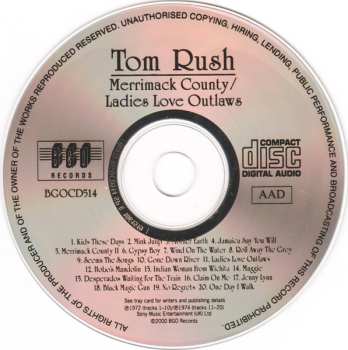 CD Tom Rush: Merrimack County / Ladies Love Outlaws 639084