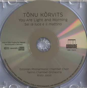 CD Estonian Philharmonic Chamber Choir: You Are Light And Morning = Sei La Luce E Il Mattino 609354