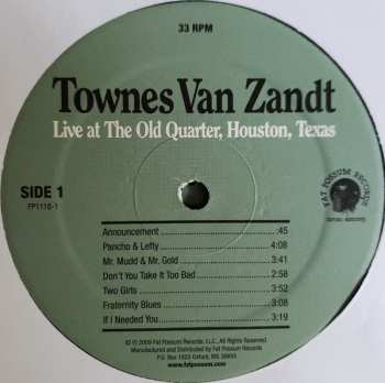 2LP Townes Van Zandt: Live At The Old Quarter, Houston, Texas 546429