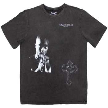 Merch Tupac: Stone Wash Tričko Photo Cross