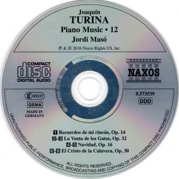 CD Joaquin Turina: Recuerdos De Mi Rincón (Piano Music • 12) 616443