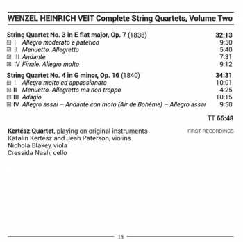 CD Václav Jindřich Veit: Complete String Quartets, Volume Two 310792