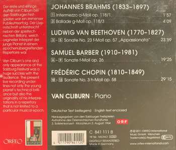 CD Ludwig van Beethoven: Brahms 2 Klavierstücke Op. 118 / Barber Sonate Op. 26 • Chopin Sonate Op. 58 / Beethoven Sonate Op. 57 Appassionata / Live Recording 3. August 1964 270998