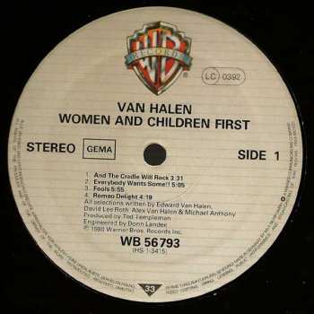 LP Van Halen: Women And Children First LTD 635619