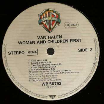 LP Van Halen: Women And Children First LTD 635619