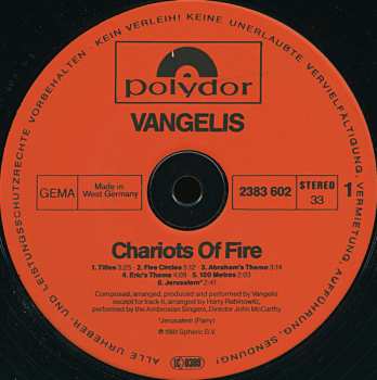 LP Vangelis: Chariots Of Fire 632296