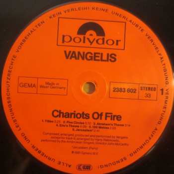 LP Vangelis: Chariots Of Fire (Music From The Original Soundtrack) 638364