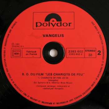 LP Vangelis: Les Chariots De Feu (Bande Originale Du Film) = Chariots Of Fire 641101