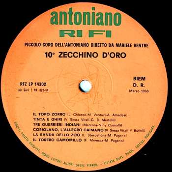 LP Various: 10° Zecchino D'Oro (Nella Versione Televisiva Del Piccolo Coro Dell'Antoniano) 611401