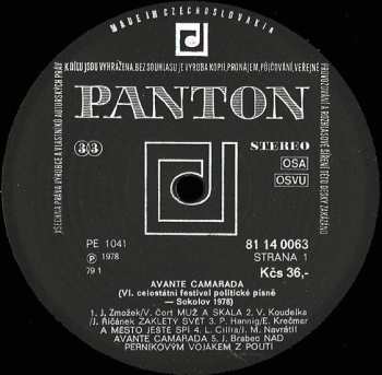 LP Various: 6. Celostátní Festival Politické Písně Sokolov '78 - Avante Camarada 521989