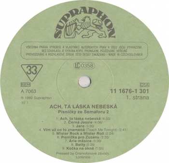 LP Various: Ach, Ta Láska Nebeská (Písničky Ze Semaforu 2) 383863