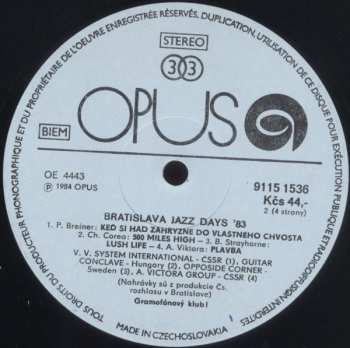 2LP Various: Bratislava Jazz Days 1983 628842