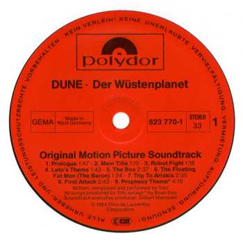 LP Various: Dune · Der Wüstenplanet (Original Soundtrack Recording) 666772