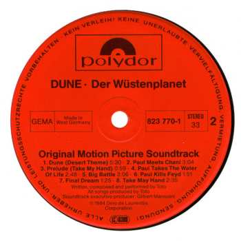 LP Various: Dune · Der Wüstenplanet (Original Soundtrack Recording) 666772