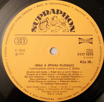 LP Various: Hrají A Zpívají Plzeňáci 275088