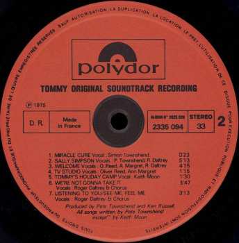 2LP Various: Tommy (Original Soundtrack Recording) 645173