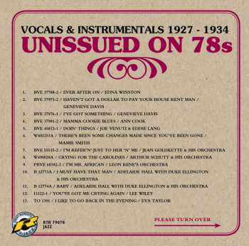 Album Various: Unissued On 78s: Vocals & Instrumentals 1927 - 1934