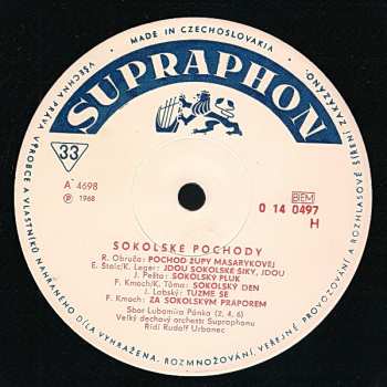 LP Velký Dechový Orchestr Supraphonu: Sokolské Pochody 498092