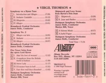 CD Virgil Thomson: Symphony On A Hymn Tune / Symphony No. 2 / A Solemn Music And A Joyful Fugue / Shipwreck And Love Scene From Byron's Don Juan / Five Tenor Solos From The Opera Lord Byron 123291