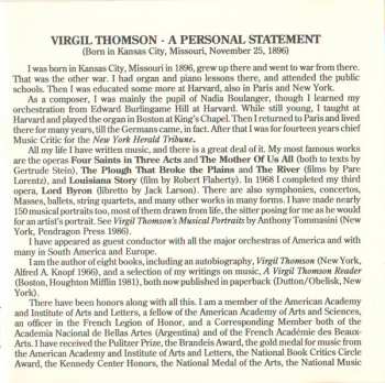 CD Virgil Thomson: Symphony On A Hymn Tune / Symphony No. 2 / A Solemn Music And A Joyful Fugue / Shipwreck And Love Scene From Byron's Don Juan / Five Tenor Solos From The Opera Lord Byron 123291