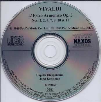 CD Antonio Vivaldi: L'Estro Armonico (Op.3, Nos. 1, 2, 4, 7, 8, 10 & 11) 640254