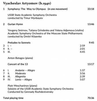 CD Vyacheslav Artyomov: The Way To Olympus; Gurian Hymn; Preludes To Sonnets; Concert Of The 13 341141